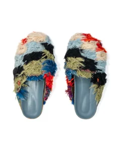 Moroccan Boucherouite Rug Clogs Sustainable Handmade Design – Size 41